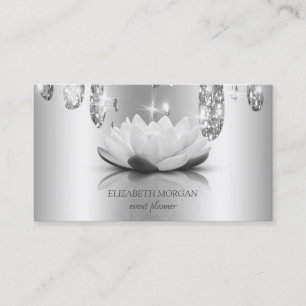 Moderne elegante stilvolle silberne Lotus,Tropfen Visitenkarte