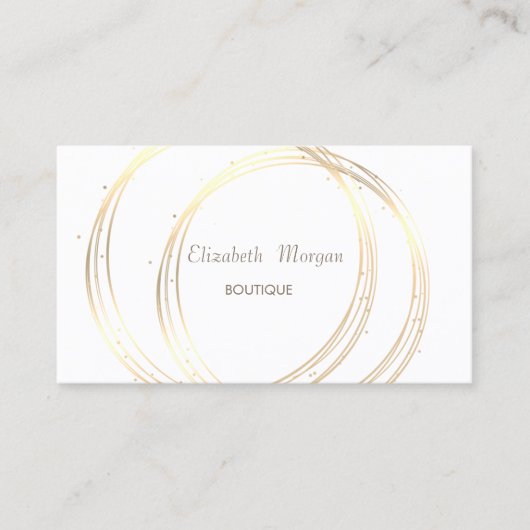 Moderne elegante, stilvolle, weiße, goldene Kreise Visitenkarte (Vorderseite)