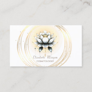 Moderne elegante stilvolle weiße Lotus-Gold-Kreise Visitenkarte