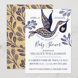 Moderne elegante Stork Baby Showdusche Einladung