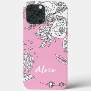 Moderne elegante süße girly einfache Floralien Case-Mate iPhone Hülle