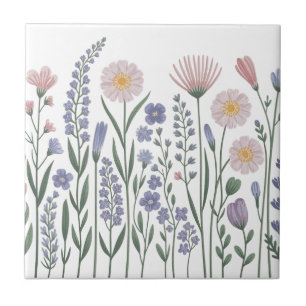 Moderne elegante süße girly einfache Wildblumen  Fliese