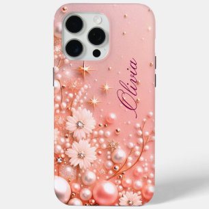 Moderne elegante süße goldene Perlen Valentinstag Case-Mate iPhone Hülle