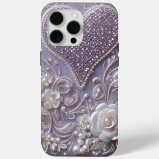 Moderne elegante süße lila Perlen Valentinstag Case-Mate iPhone Hülle