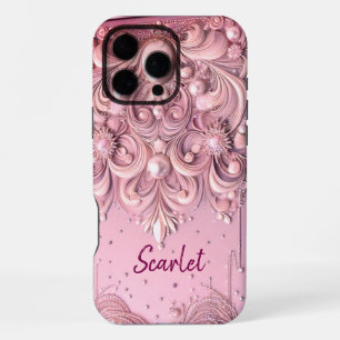 Moderne elegante süße lila Perlen Valentinstag iPhone 16 Pro Max Hülle