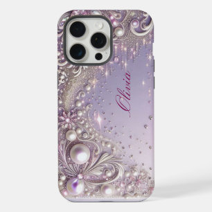 Moderne elegante süße lila Perlen Valentinstag iPhone 15 Pro Max Hülle