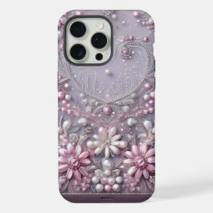 Moderne elegante süße lila Perlen Valentinstag iPhone 15 Pro Max Hülle