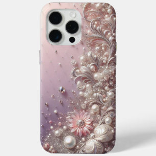 Moderne elegante süße rosa goldene Perlen Case-Mate iPhone Hülle