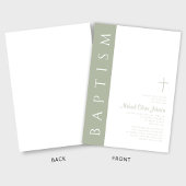 Moderne elegante Taufe mit grünem Kreuz Einladung