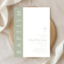 Moderne elegante Taufe mit grünem Kreuz