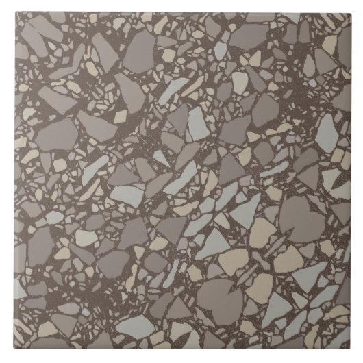 Moderne Elegante Taupe Braun Terrazzo Fliese (Vorderseite)