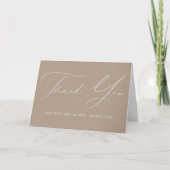 Moderne Elegante Taupe Wedding Dankeskarte (Vorderseite)