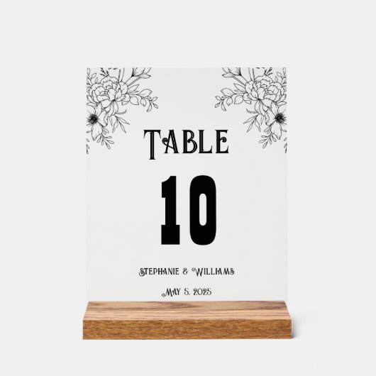 Moderne Elegante Taupe Wedding Tischnummer Acrylschild (Vorderseite)