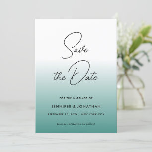 Moderne elegante Teal-einfache Kalligrafie-Vorlage Save The Date