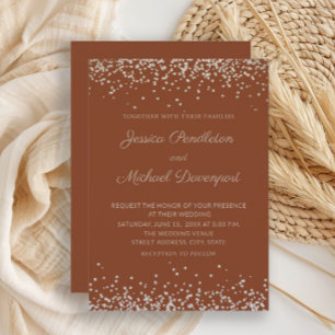 Moderne Elegante Terracotta Glitzer Hochzeit Einladung