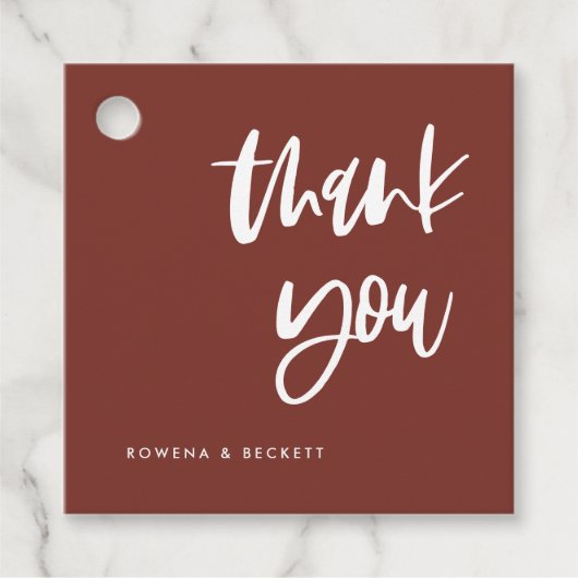 Moderne, elegante Terracotta-Hochzeit Geschenkanhänger (Vorderseite)