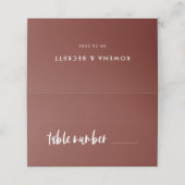 Moderne, elegante Terracotta-Hochzeit Platzkarte (Außenseite Aufgefaltet)