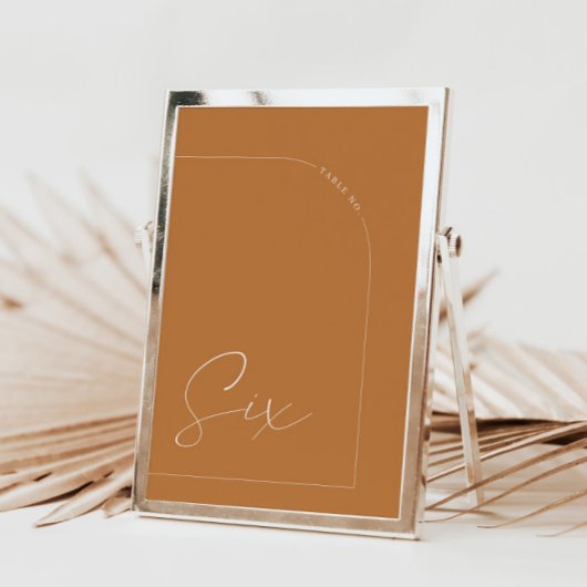 Moderne Elegante Terracotta Hochzeit Tischnummer