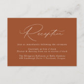 Moderne Elegante Terracotta Hochzeitsempfang Begleitkarte (Vorderseite)