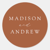 Moderne Elegante Terracotta Personalisierte Hochze Runder Aufkleber (Vorderseite)
