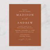 Moderne Elegante Terracotta QR Code Wedding Einladungspostkarte (Vorderseite)