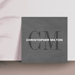 Moderne elegante Textur Grau Monogramm Berater Quadratische Visitenkarte