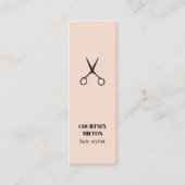 Moderne elegante Textur Rose Schwarze Scheren Haar Mini Visitenkarte (Vorderseite)