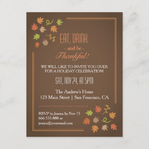 Moderne elegante Thanksgiving-Dinnerparty Einladung