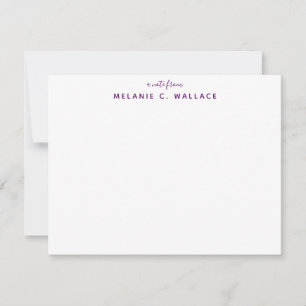 Moderne Elegante Tiefe Lila Personalisierte Geschi Mitteilungskarte