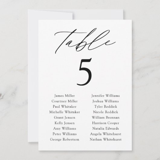 Moderne elegante Tischnummer Seating Chart (Rückseite)