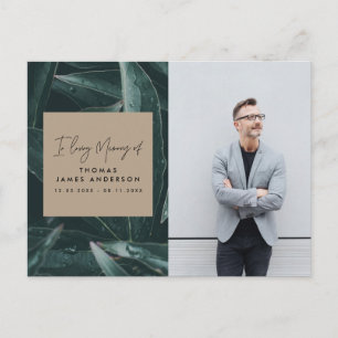Moderne elegante Trauererinnerungsfotografie Postkarte