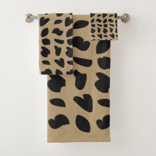 Moderne Elegante Trendige Leoparden Muster Leopard Badhandtuch Set