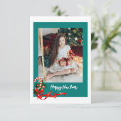 Moderne, elegante, trendige One Foto Weihnachtskar (Stehend Vorderseite)