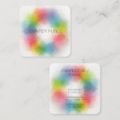 Moderne elegante, trendige Regenbogenfarben Vorlag Quadratische Visitenkarte (Vorne/Hinten)