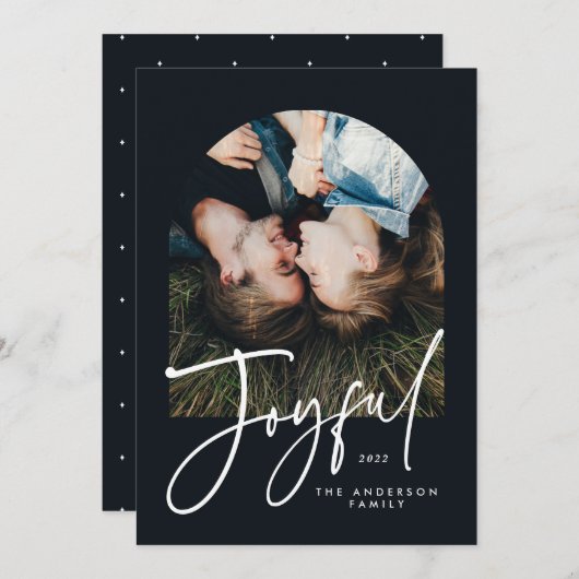 Moderne, elegante Trendtypografie schwarz 1 Foto (Vorne/Hinten)