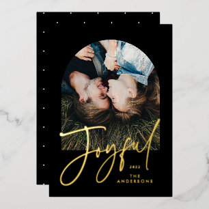 Moderne, elegante Trendtypografie schwarz 1 Foto Folien Feiertagskarte