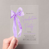 Moderne elegante Trendy Lila Bow Graduation Party Acryleinladungen (Insitu (Handheld))