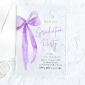 Moderne elegante Trendy Lila Bow Graduation Party Acryleinladungen