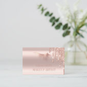 Moderne Elegante Tropfen Goldene Rose Visitenkarte (Stehend Vorderseite)