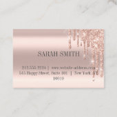 Moderne Elegante Tropfen Goldene Rose Visitenkarte (Rückseite)