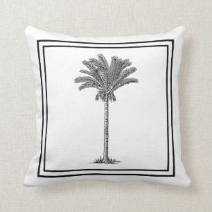 Moderne Elegante Tropical Palm Tree Schwarz-weiß Kissen