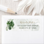 Moderne elegante tropische Blätter Rücksendeadress (Insitu)