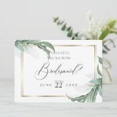 Moderne elegante tropische Blätter sind meine Brid Einladung (Stehend Vorderseite)