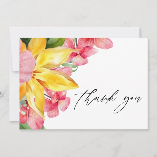 Moderne Elegante tropische Hochzeit in Urlaubsort Dankeskarte (Vorderseite)