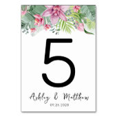 Moderne elegante tropische Hochzeiten Tischnummer (Rückseite)