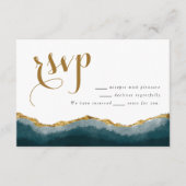 Moderne elegante Türkis Gold Agate Hochzeit Begleitkarte (Vorderseite)