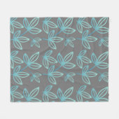 Moderne elegante türkisfarbene Blätter Fleecedecke (Vorderseite (Horizontal))