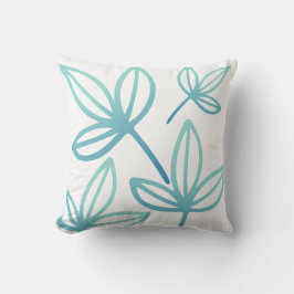 Moderne elegante türkisfarbene Blätter Kissen