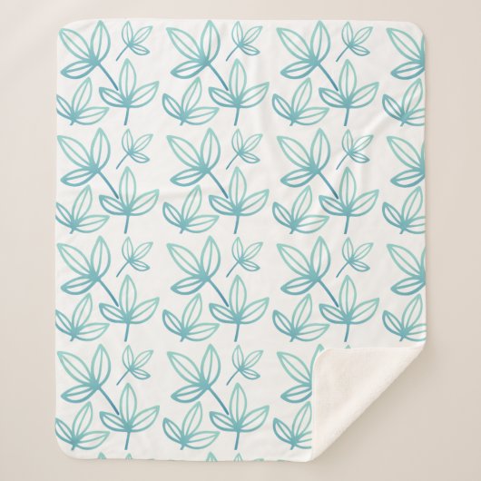 Moderne elegante türkisfarbene Blätter Sherpadecke (Vorderseite)