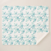 Moderne elegante türkisfarbene Blätter Sherpadecke (Vorderseite (Horizontal))